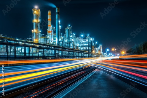 Night view of an industrial...