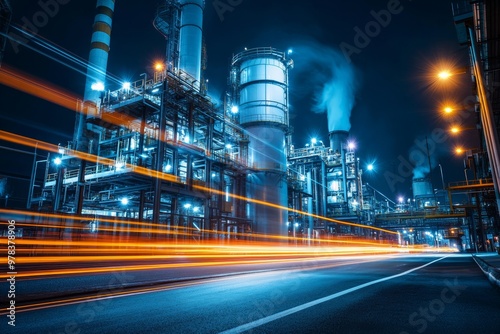 Night view of an industrial...