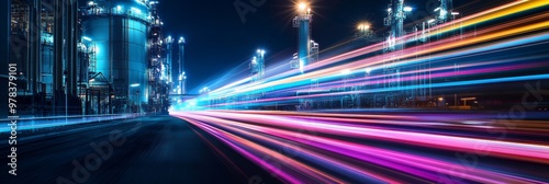 Night view of an industrial...