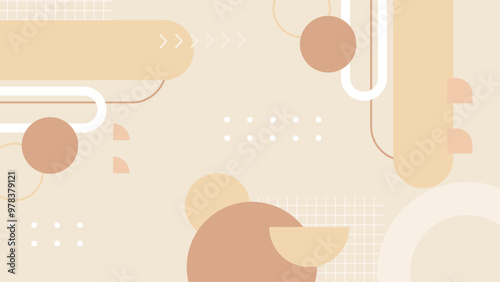 Abstract geometric background with beige and brown shapes, perfect for modern design projects. This abstract geometric background features a soothing palette of beige, brown, and soft circular
