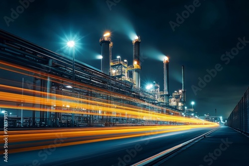 Night view of an industrial...