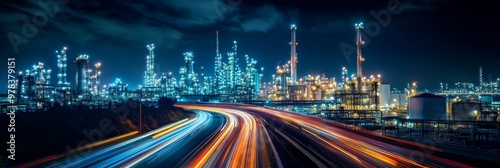 Night view of an industrial...