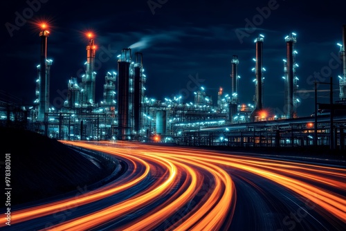Night view of an industrial...