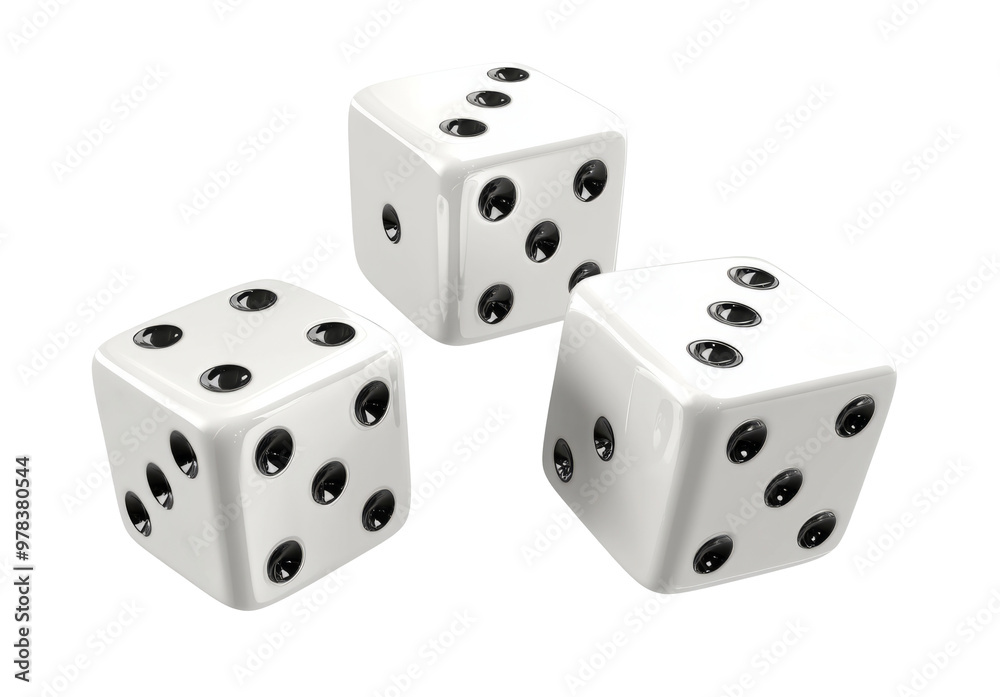 three white dices isolated on white background three white dices isolated on white background