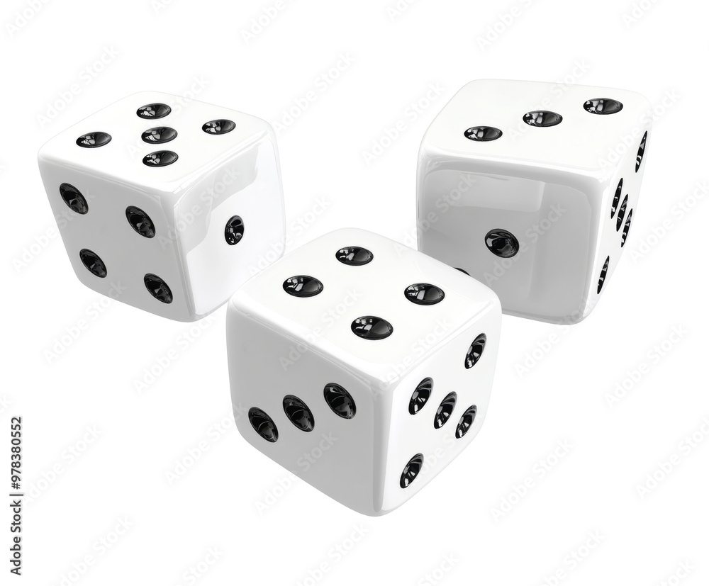 three white dices isolated on white background three white dices isolated on white background