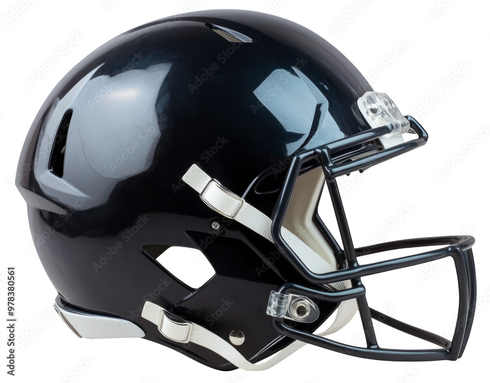 Image of close up of american football black helmet isolated on white background Image of close up of american football black helmet isolated on white background