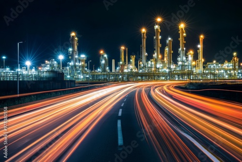 Night view of an industrial...
