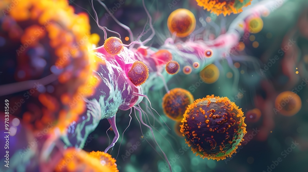 Virus Infection in Vein - 3D Microscopic Visualization Virus Infection in Vein - 3D Microscopic Visualization