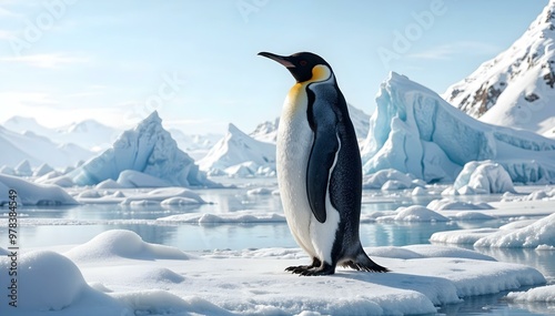 Emperor Penguin Standing on Ice in the Antarctic photo