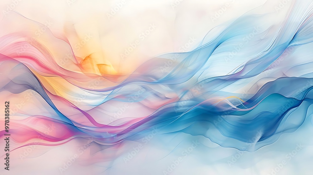 Abstract waves in soft colors creating a serene and fluid visual effect. Abstract waves in soft colors creating a serene and fluid visual effect.