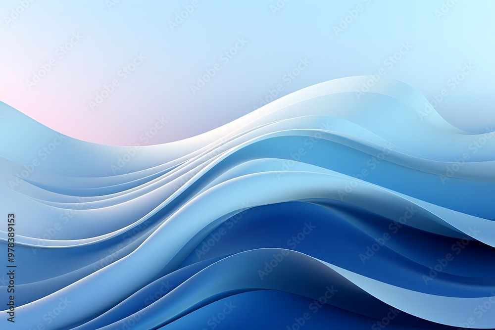 Fototapeta premium Abstract waves in shades of blue, creating a serene and fluid visual.