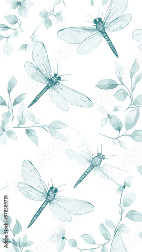 seamless pattern with dragonfly