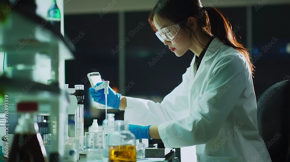 Female laboratory scientist working well Female laboratory scientist working well