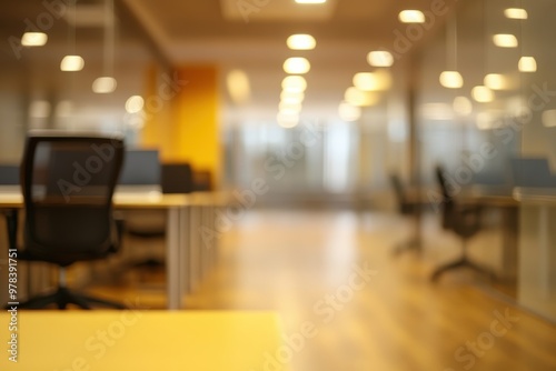 Wallpaper Mural A blurred view of a modern office space with desks and chairs. Torontodigital.ca