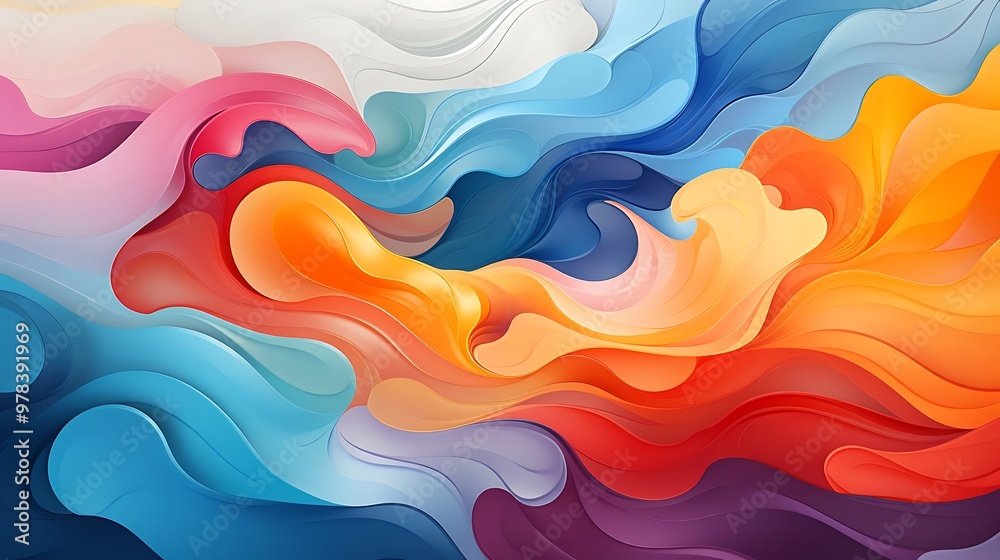A vibrant abstract composition of flowing colors and smooth shapes. A vibrant abstract composition of flowing colors and smooth shapes.