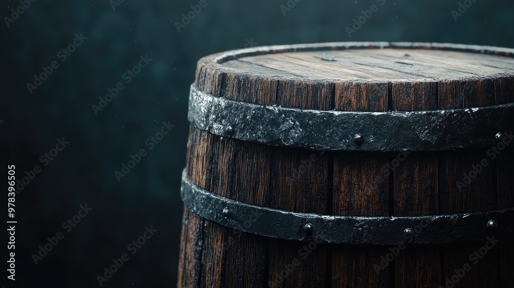 Fototapeta premium Wooden barrel texture background with rustic, aged wood details.