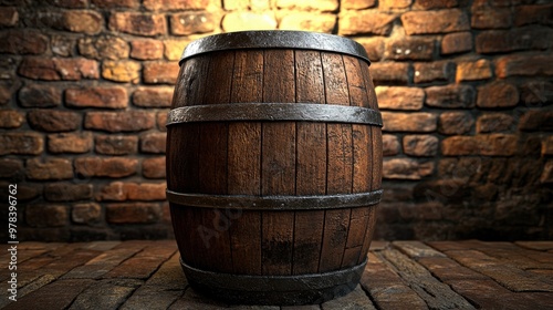 Wooden barrel texture background with rustic, aged wood details.