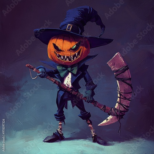 Jack-O-Lantern Gentleman with Scythe photo