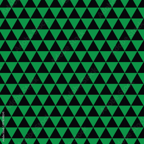 Barometric equilateral green and black color triangle pattern, background.