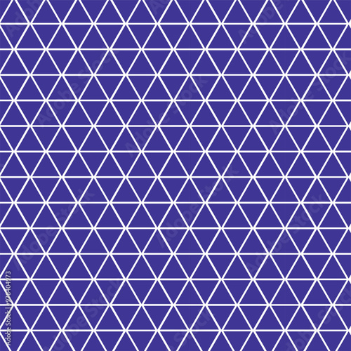 Blue triangles on a white background. Seamless surface pattern, background, and wallpaper design 