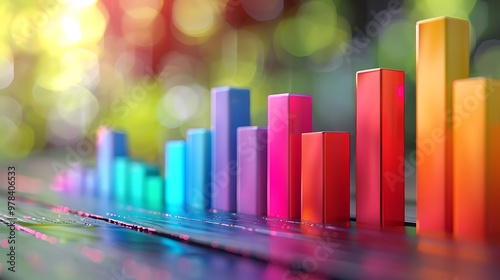 Colorful bar graph representing data visualization and analysis.