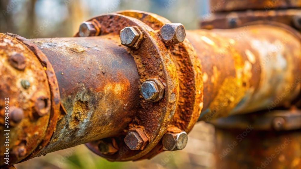 A close-up stock photo of a rusty pipe with visible bolts and grime, rusty, metal, industrial, plumbing, pipeline A close-up stock photo of a rusty pipe with visible bolts and grime, rusty, metal, industrial, plumbing, pipeline