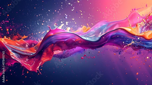 Vibrant abstract splash of colors resembling fluid motion.