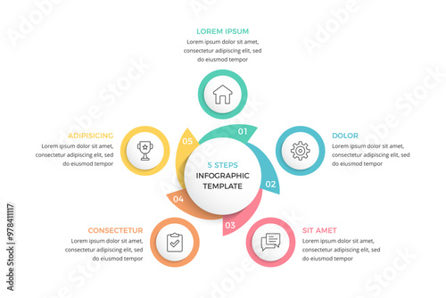 Circle diagram divided into 5 parts, infographic template, vector eps10 illustration