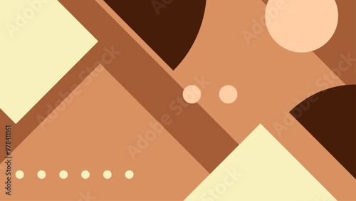 Abstract geometric background with overlapping shapes and earthy tones creating a modern design aesthetic. This abstract geometric background features overlapping shapes like circles and squares