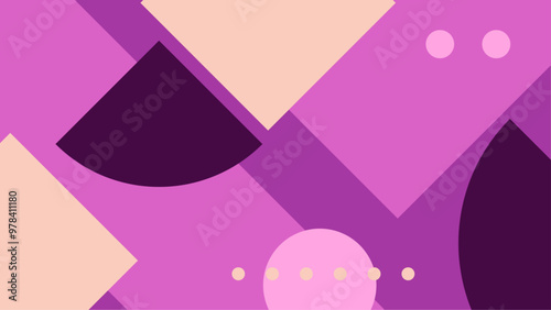 Colorful abstract geometric pattern with bold shapes and vibrant purple tones. Explore the vibrant world of abstract geometry with this colorful design featuring bold shapes in beautiful purple hues