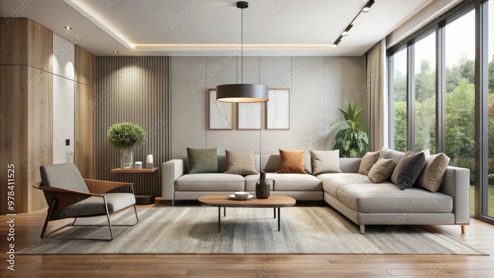 How about: Modern living room with fireplace and stylish furniture? How about: Modern living room with fireplace and stylish furniture?