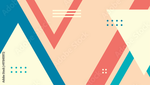 Colorful geometric abstract background with vibrant triangles and circles. Triangles and circles in varied pastel hues create a dynamic modern look perfect for creative projects or backgrounds