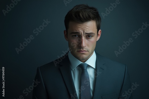 Businessman in a suit is sad and disappointed