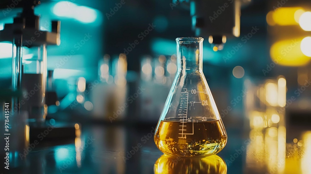 Research And Innovation - Good Beaker With Formula In Laboratory Research And Innovation - Good Beaker With Formula In Laboratory