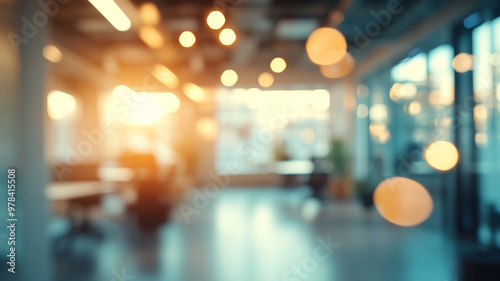Wallpaper Mural Soft focus view of a modern workspace bathed in warm light during the late afternoon Torontodigital.ca