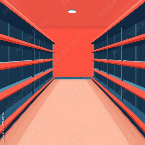 Shelves nearly empty after Black Friday sales, high demand, flat design illustration photo