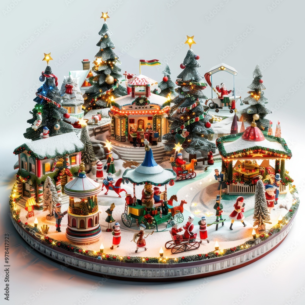 Christmas Village Wonderland, festive lights and Christmas trees capturing the essence of holiday Christmas Village Wonderland, festive lights and Christmas trees capturing the essence of holiday