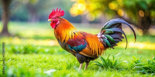 Wallpaper Mural Brave rooster grazing on the zoo lawn, rooster, brave, grazing, lawn, zoo, poultry, feathers, colorful, animal, farm, nature Torontodigital.ca