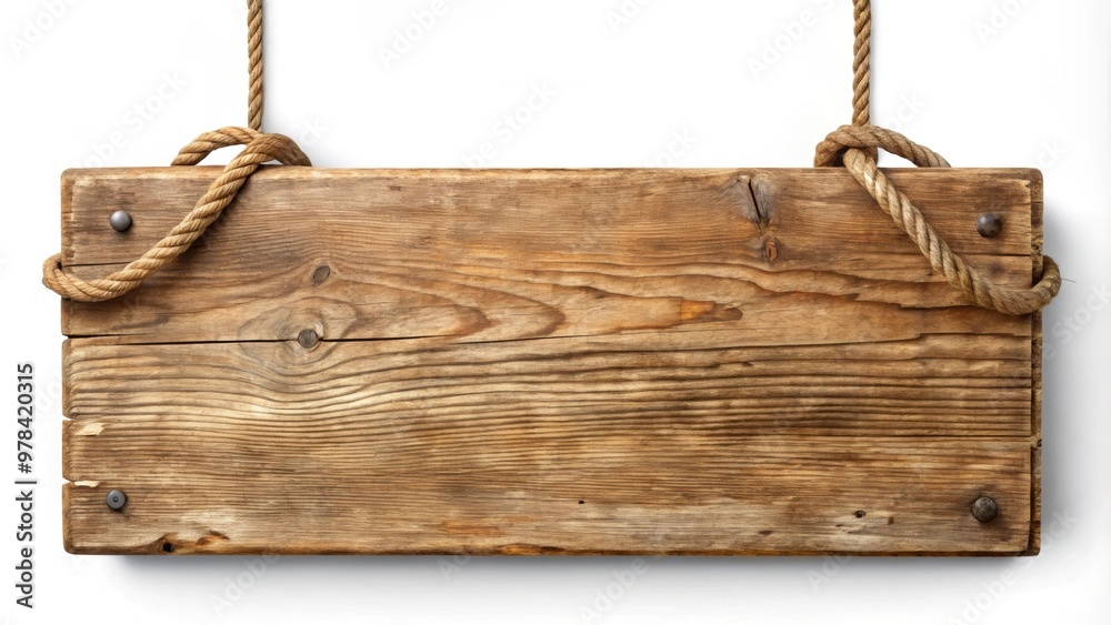 Wooden sign with rustic finish hanging on rope , rustic, vintage, old, retro, weathered, board, plank, wood, handmade Wooden sign with rustic finish hanging on rope , rustic, vintage, old, retro, weathered, board, plank, wood, handmade