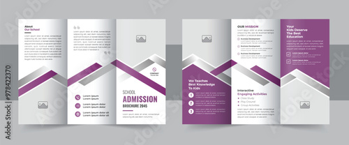 Modern kids back to school admission trifold brochure template, Creative school education trifold brochure design vector layout