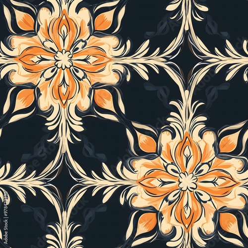 Abstract floral vector pattern for seamless wallpaper