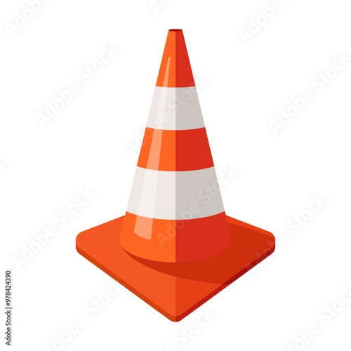 orange traffic cone on white background. obstacle on the road.