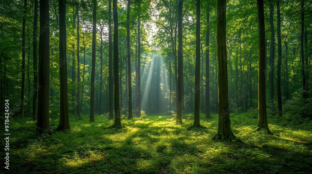 Peaceful forest scene with tall trees and a light breeze, symbolizing a deep breath of fresh air Wellness, Greenery, breathe, forest Peaceful forest scene with tall trees and a light breeze, symbolizing a deep breath of fresh air Wellness, Greenery, breathe, forest