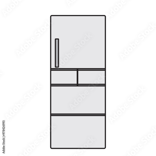 シンプルな大家族用の冷蔵庫のイラスト