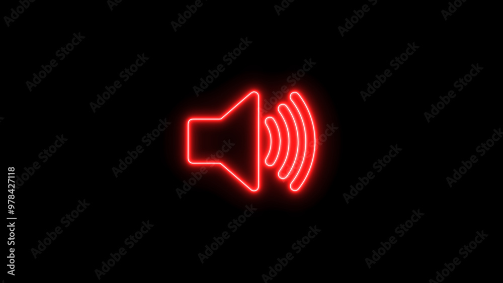 Neon speaker icon. volume sign and symbol loudspeaker icon on black background. Neon speaker icon. volume sign and symbol loudspeaker icon on black background.