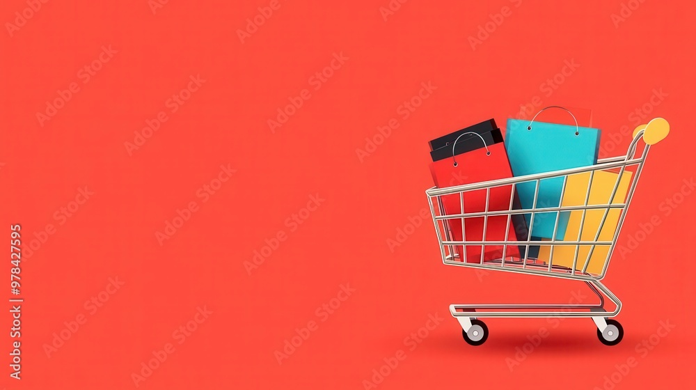 Shopping carts filled with Black Friday bargains, customer satisfaction, flat design illustration Shopping carts filled with Black Friday bargains, customer satisfaction, flat design illustration