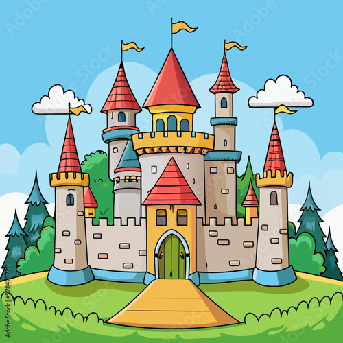 vector illustration of medieval castle