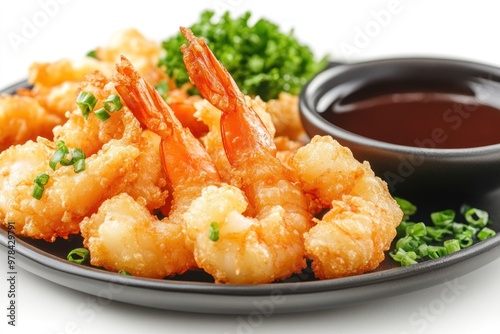 Crispy Fried Shrimp with Green Onions and Dipping Sauce