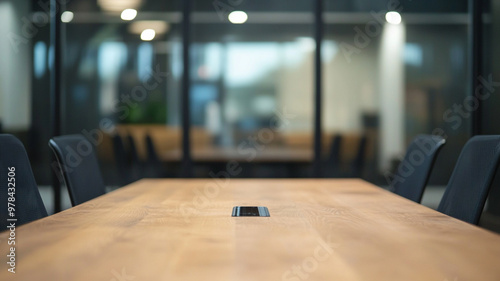 Wallpaper Mural Modern conference room with wooden table and black chairs during daytime Torontodigital.ca