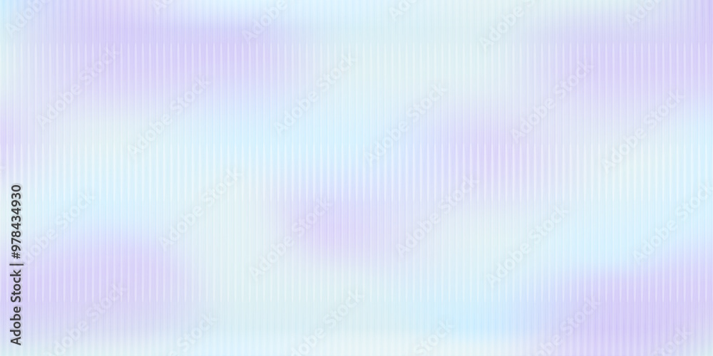 Fototapeta premium Ribbed Glass empty background. Blurred effect violet blue banner with copy space. Refraction texture acrylic bath separation wall. Vertical line stripes pastel polycarbonate panel
